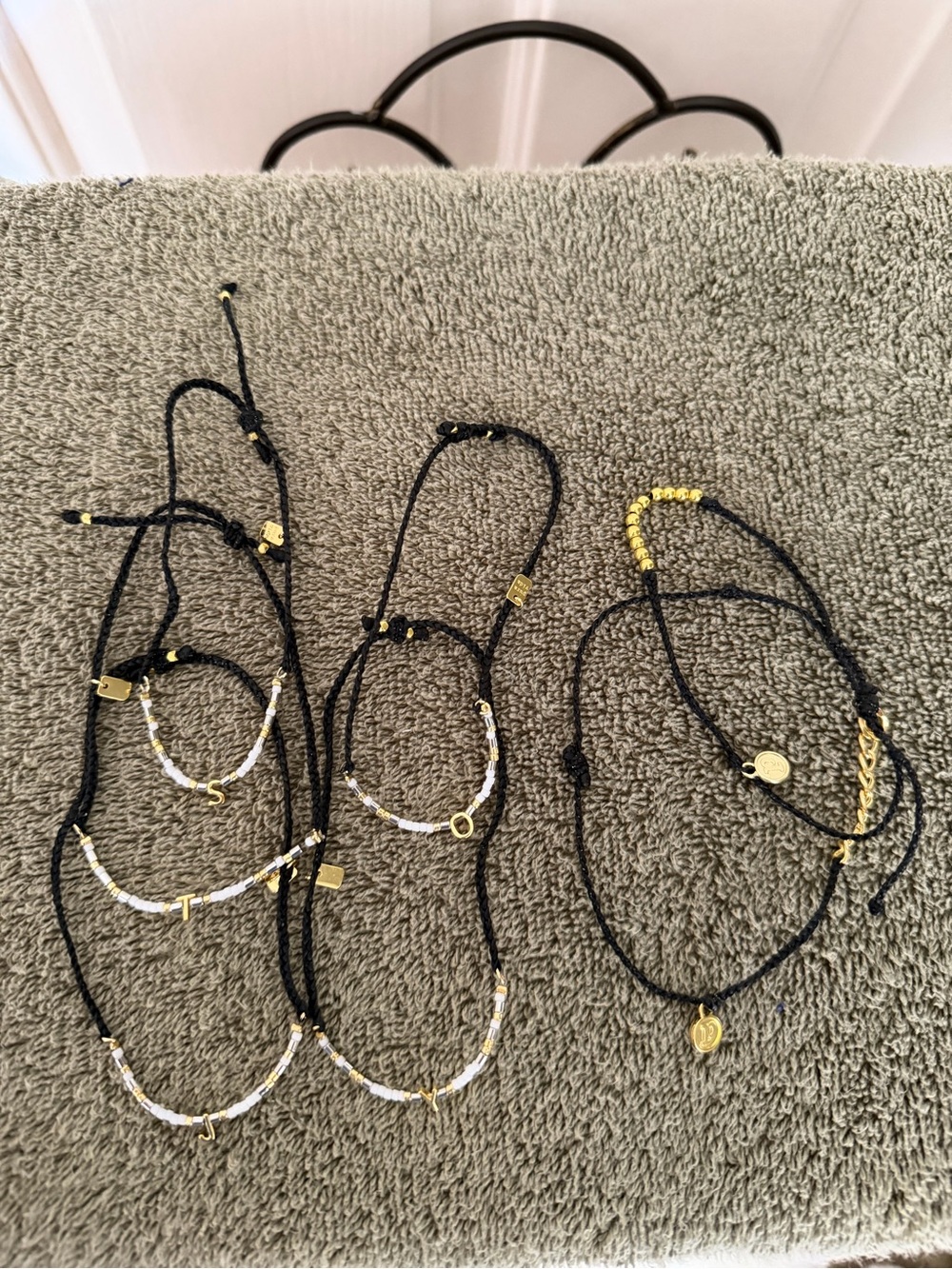 Pura Vida Delicate Black Cord Bracelet Set with Gold Accents
